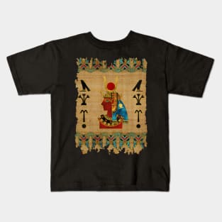 Hathor Egyptian Ornament on papyrus Kids T-Shirt